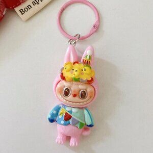 New Popular Hot! mini pink Mocha bunny Labubu Baby keychain dangeler figure